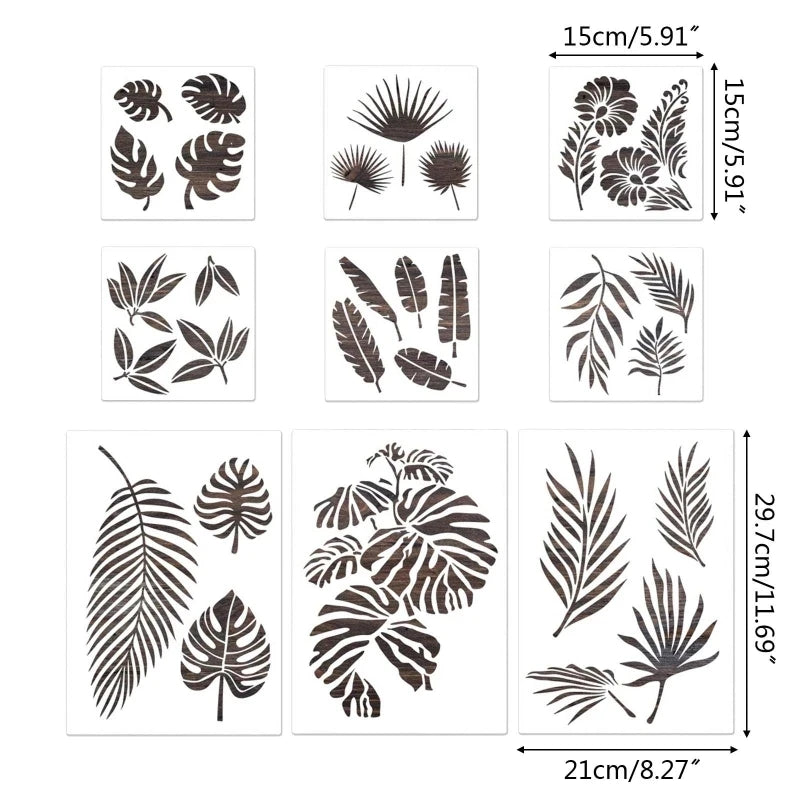 Stencils Florais - 9pcs/15x15cm e A4