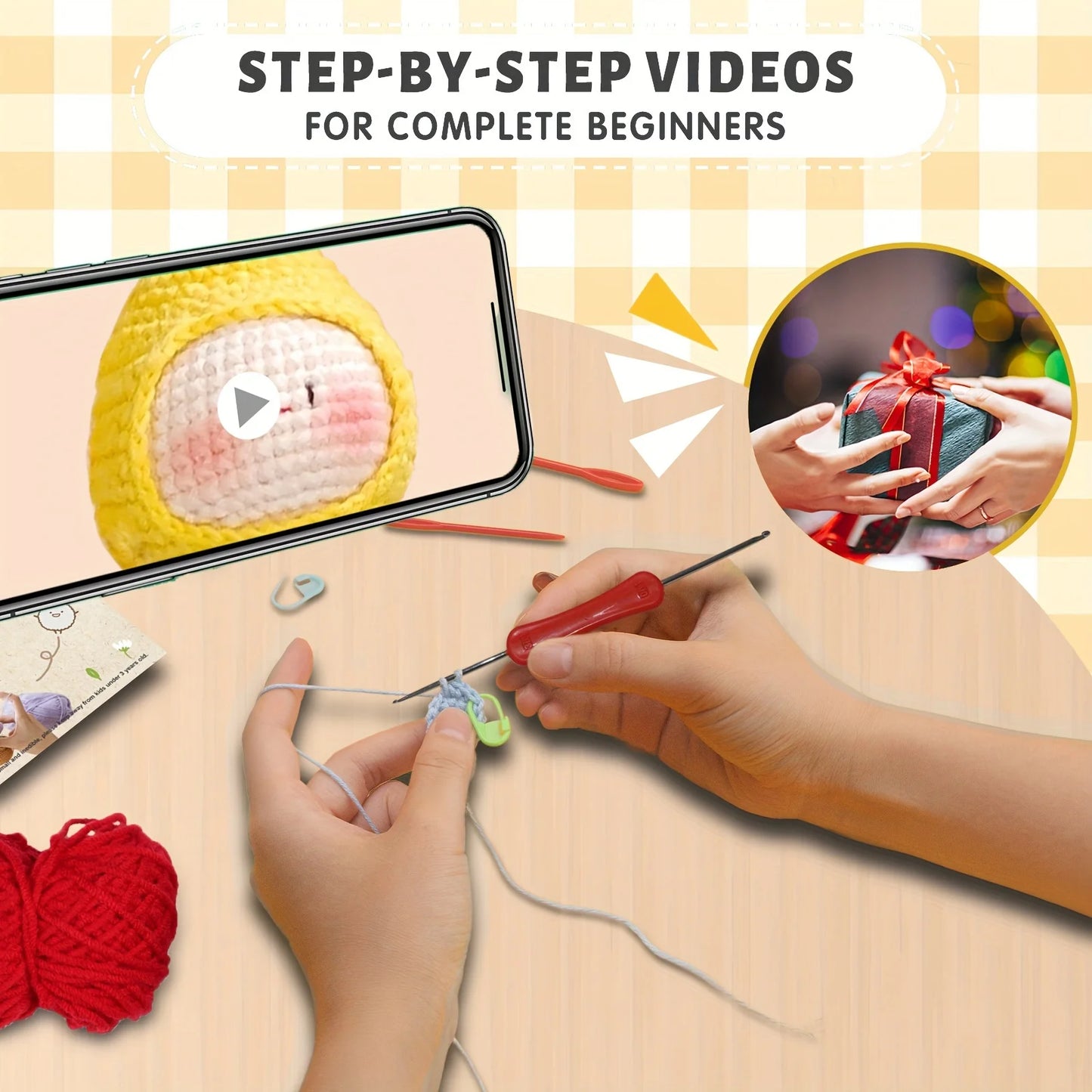 1 conjunto de crochê de bolo para iniciantes