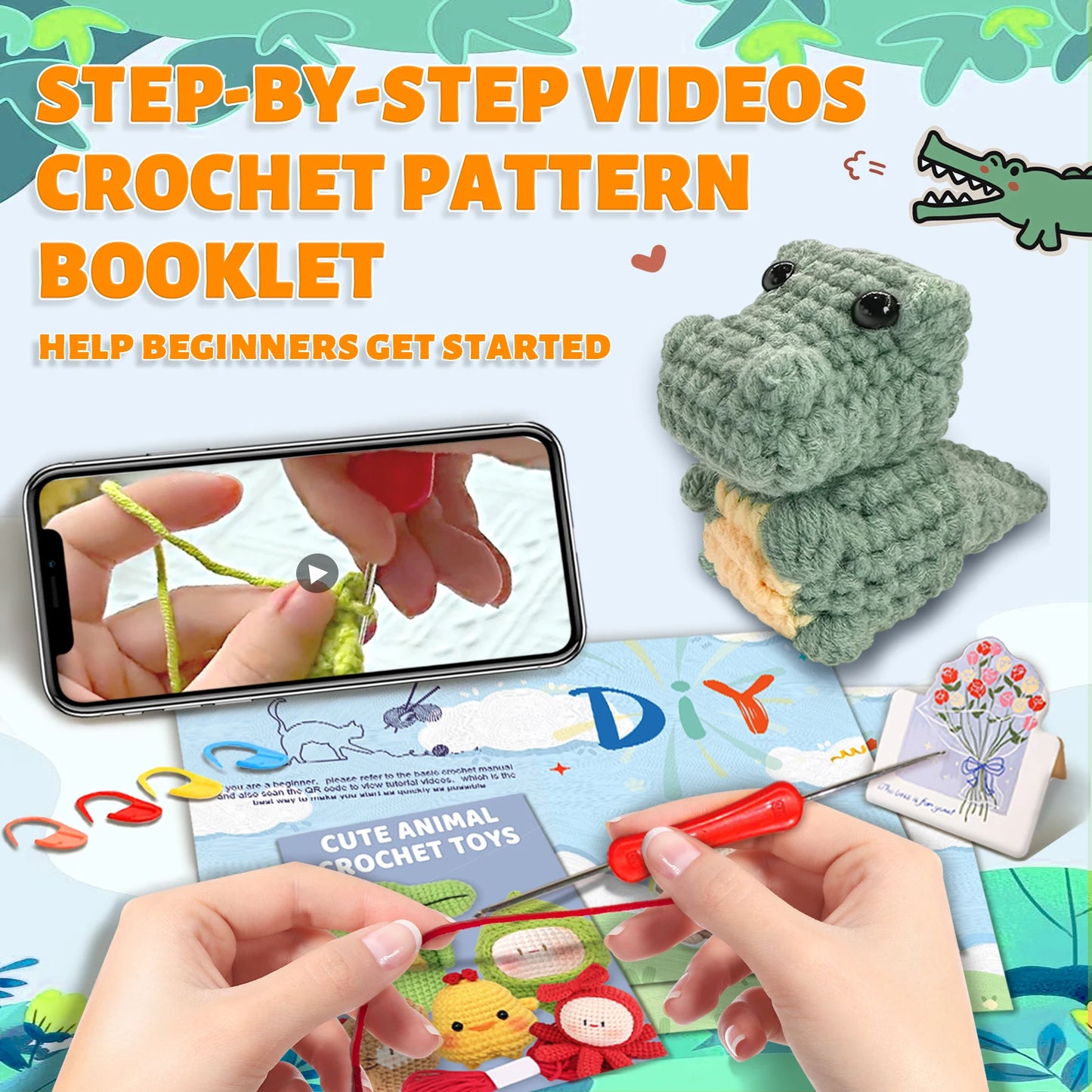 1pc mini conjunto de tecelagem de crocodilo