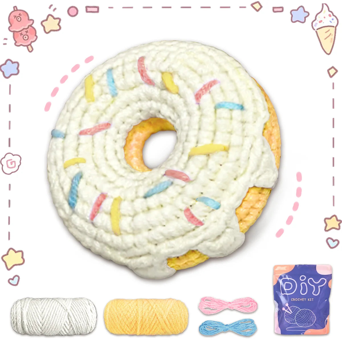 Kit de crochê com tema Donut