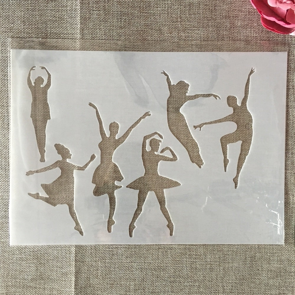 4Pcs A4 Stencils Bailarina - Dama