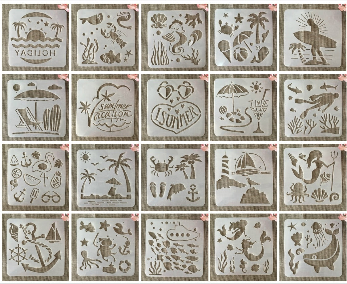 20Pcs/Set 20cm Stencils Marinhos