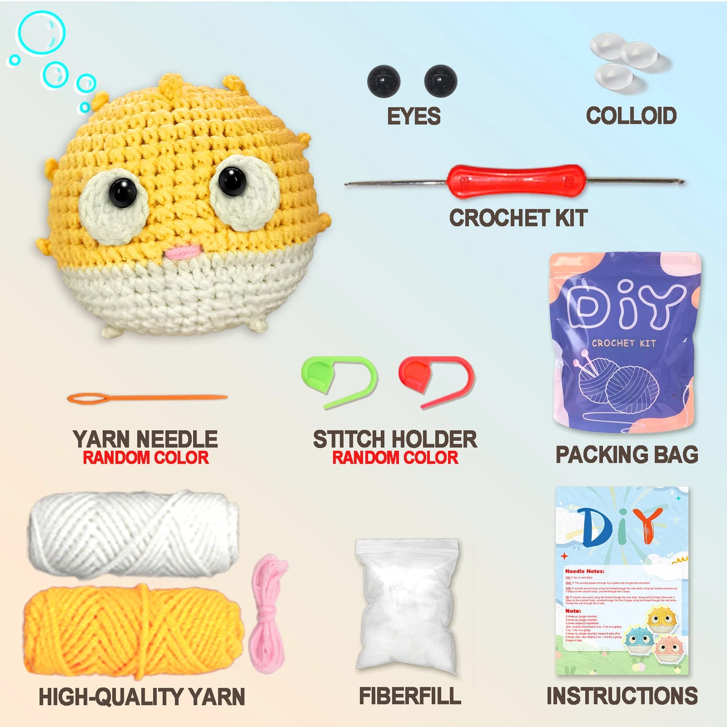 Kit de crochê com tema animal