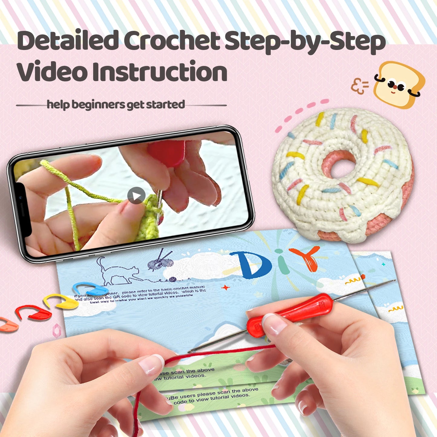 Kit de crochê com tema Donut