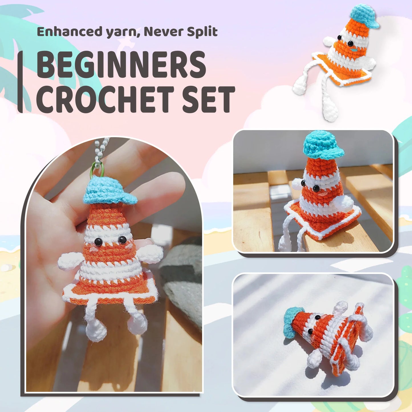 Conjunto de crochê YAMAXIN 1 unidade para iniciantes, inclui tutoriais de vídeo passo a passo (acessórios em cor aleatória)