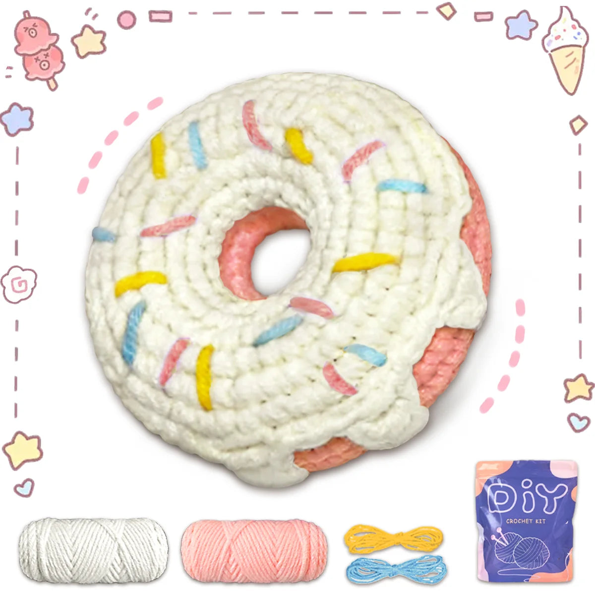 Kit de crochê com tema Donut