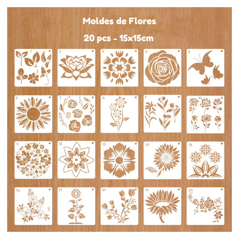 Stencils de flores 20pcs - 15x15cm