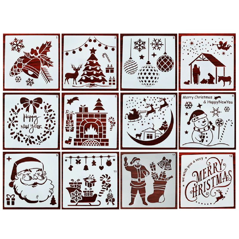 12 Pcs Stencils Feliz Natal