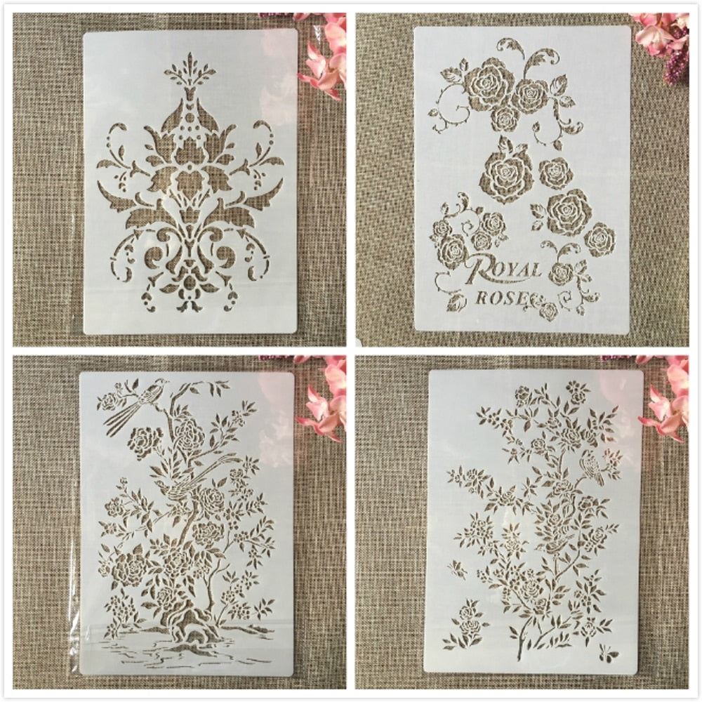 Stencils de Flores - A4/4pcs