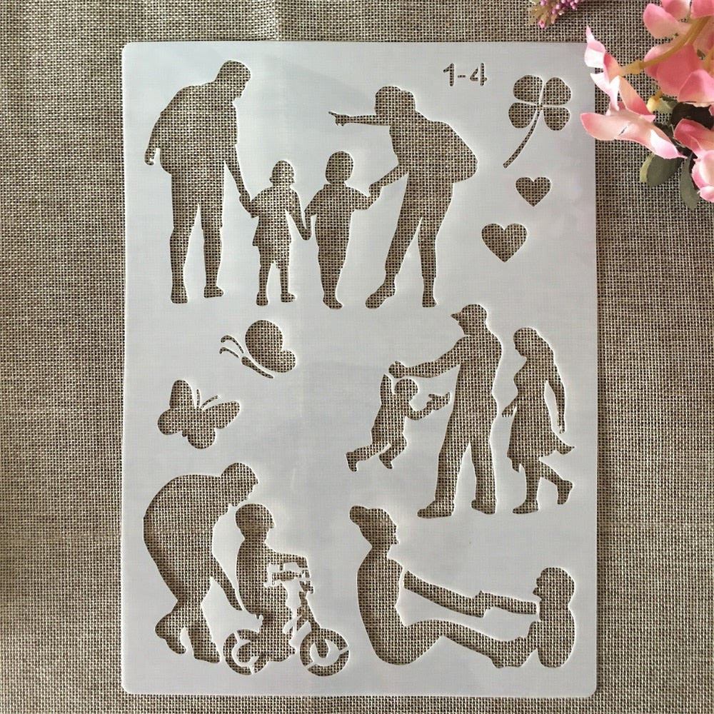 9Pcs - A4 Stencils de Famílias