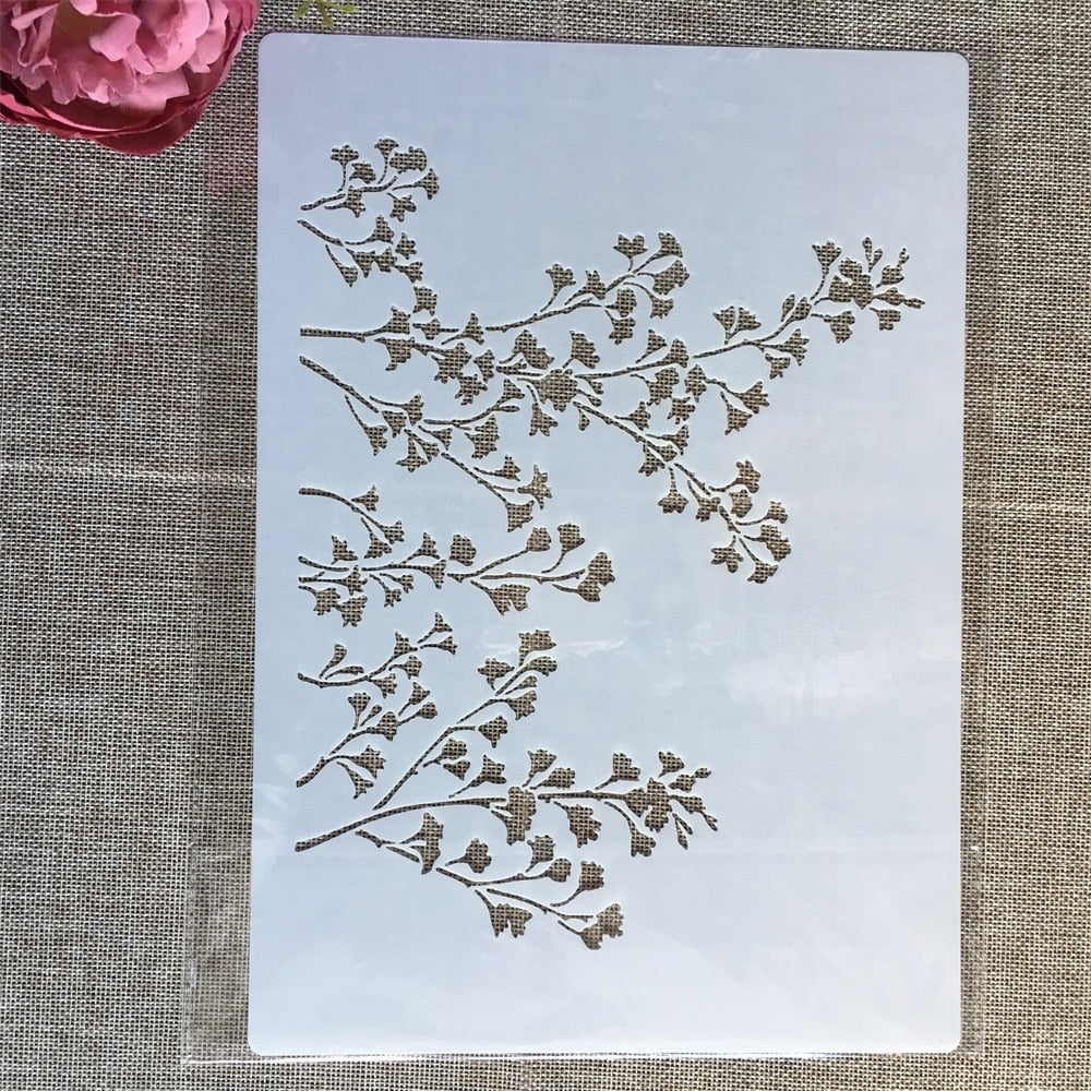 4Pcs A4 Stencils de Flores