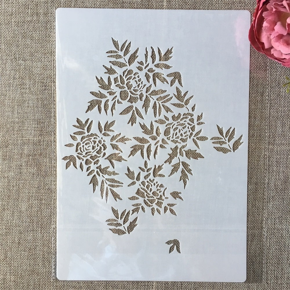 4Pcs A4 Stencils de Flores